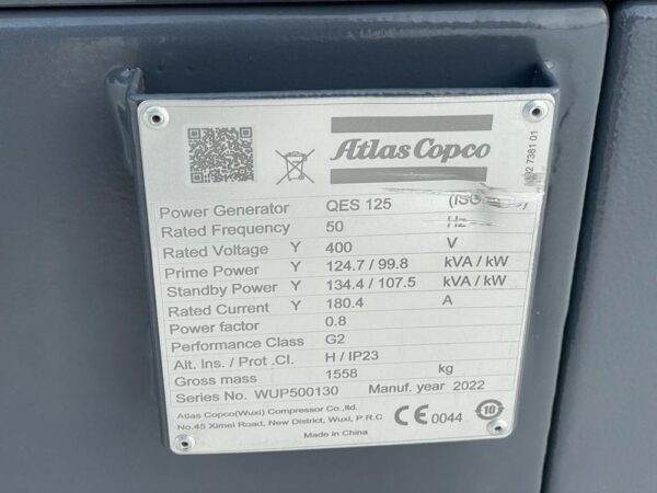 Atlas Copco QES 125 CUD 50 Hz Generaattori. - Image 10