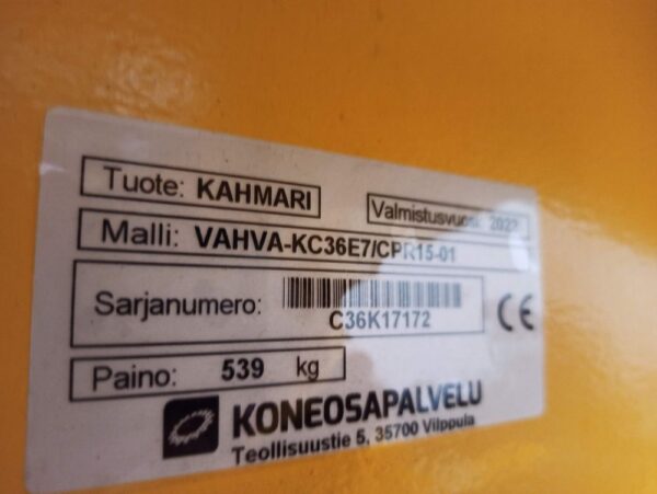 Vahva KC36 E7 kaivinkoneen koura QS60 EC-Oil - Image 15